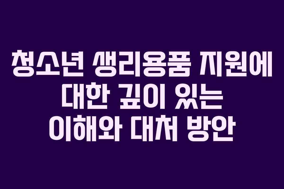 청소년 생리용품 지원에 대한 깊이 있는 이해와 대처 방안