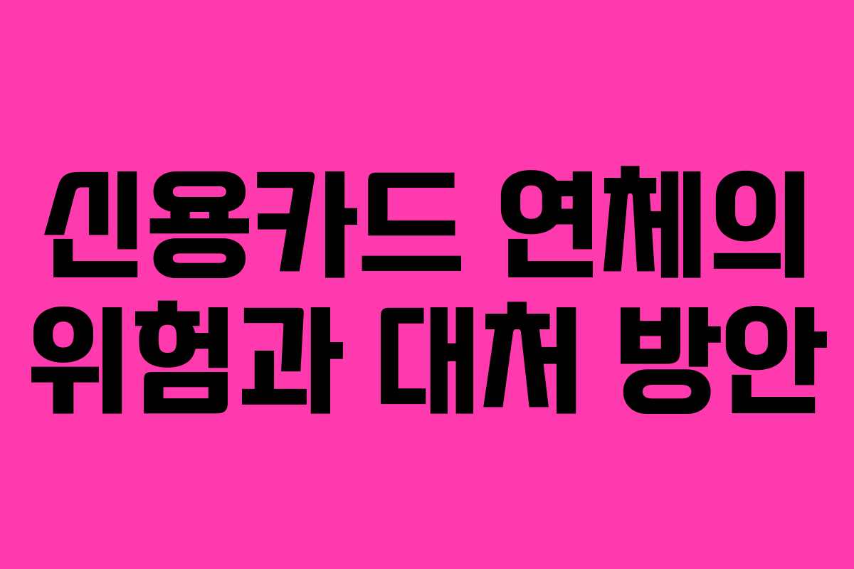 신용카드 연체의 위험과 대처 방안