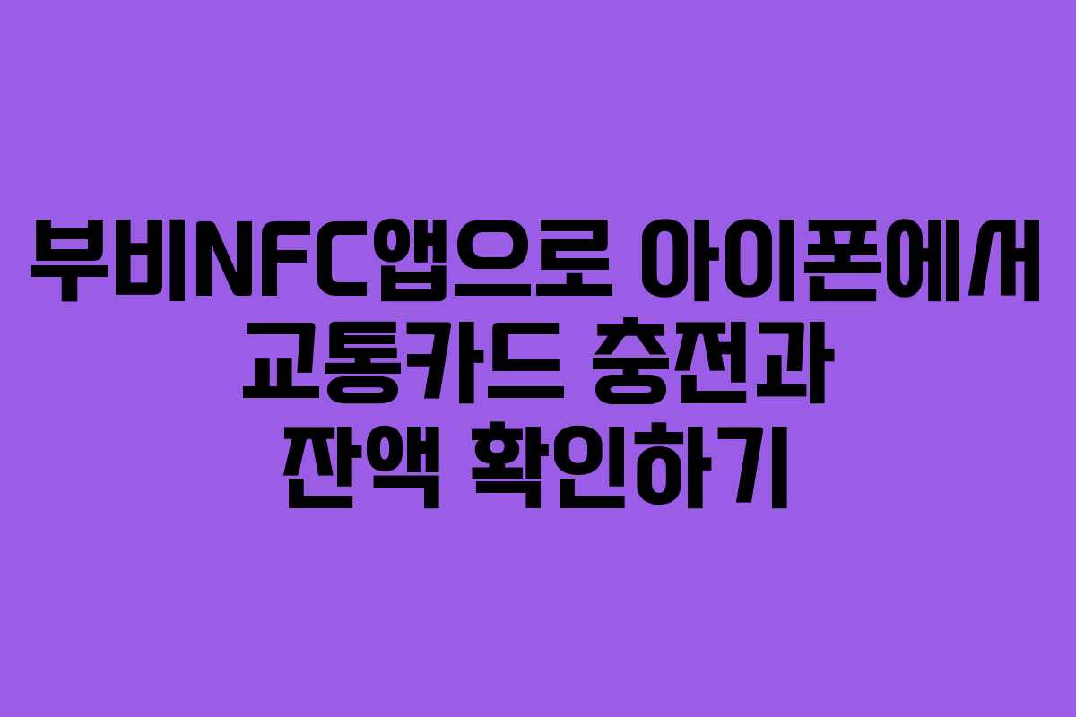 부비NFC앱으로 아이폰에서 교통카드 충전과 잔액 확인하기