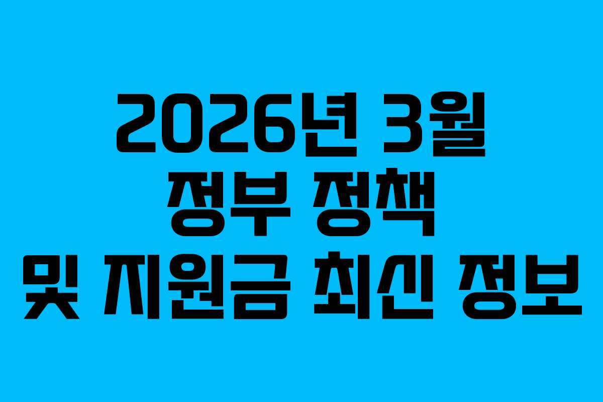 2026년 3월 정부 정책 및 지원금 최신 정보