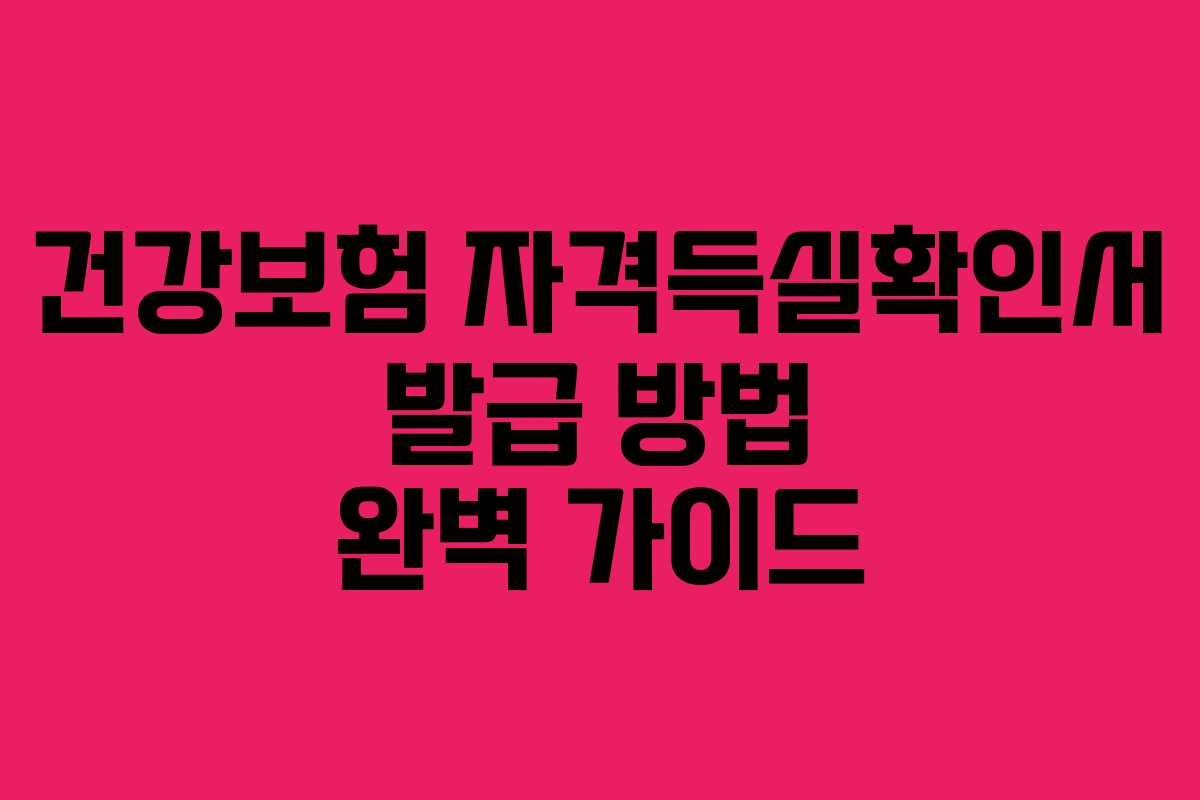 건강보험 자격득실확인서 발급 방법 완벽 가이드