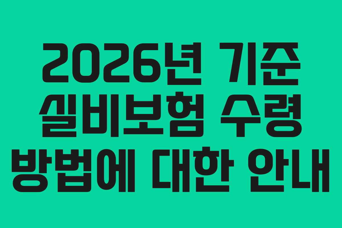 2026년 기준 실비보험 수령 방법에 대한 안내