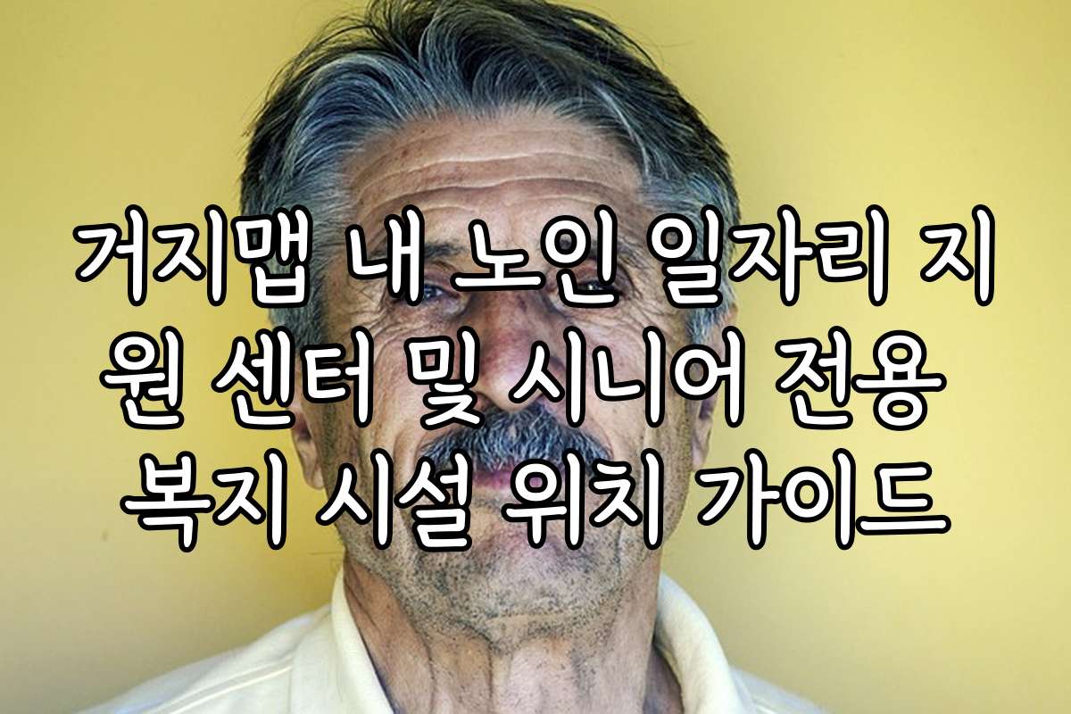 거지맵 내 노인 일자리 지원 센터 및 시니어 전용 복지 시설 위치 가이드