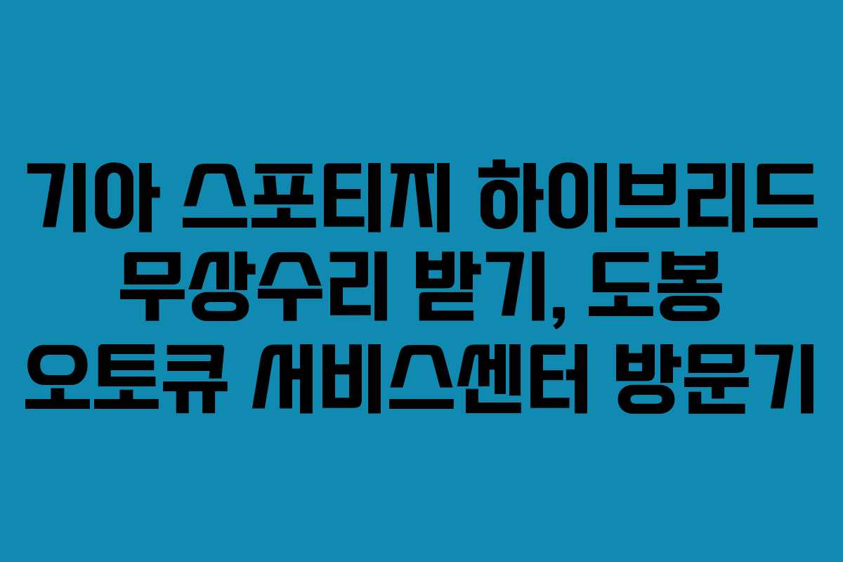 기아 스포티지 하이브리드 무상수리 받기, 도봉 오토큐 서비스센터 방문기
