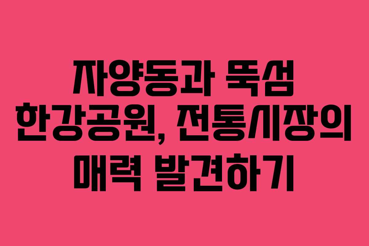 자양동과 뚝섬 한강공원, 전통시장의 매력 발견하기
