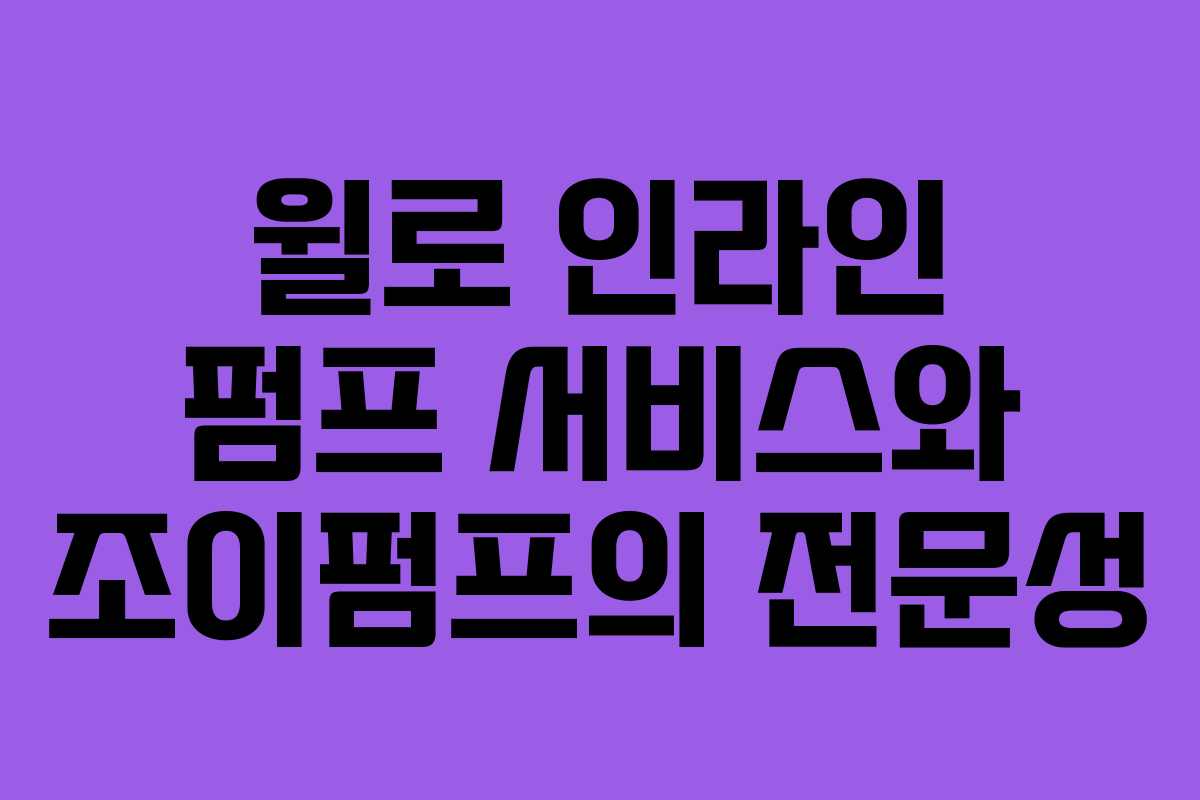 윌로 인라인 펌프 서비스와 조이펌프의 전문성
