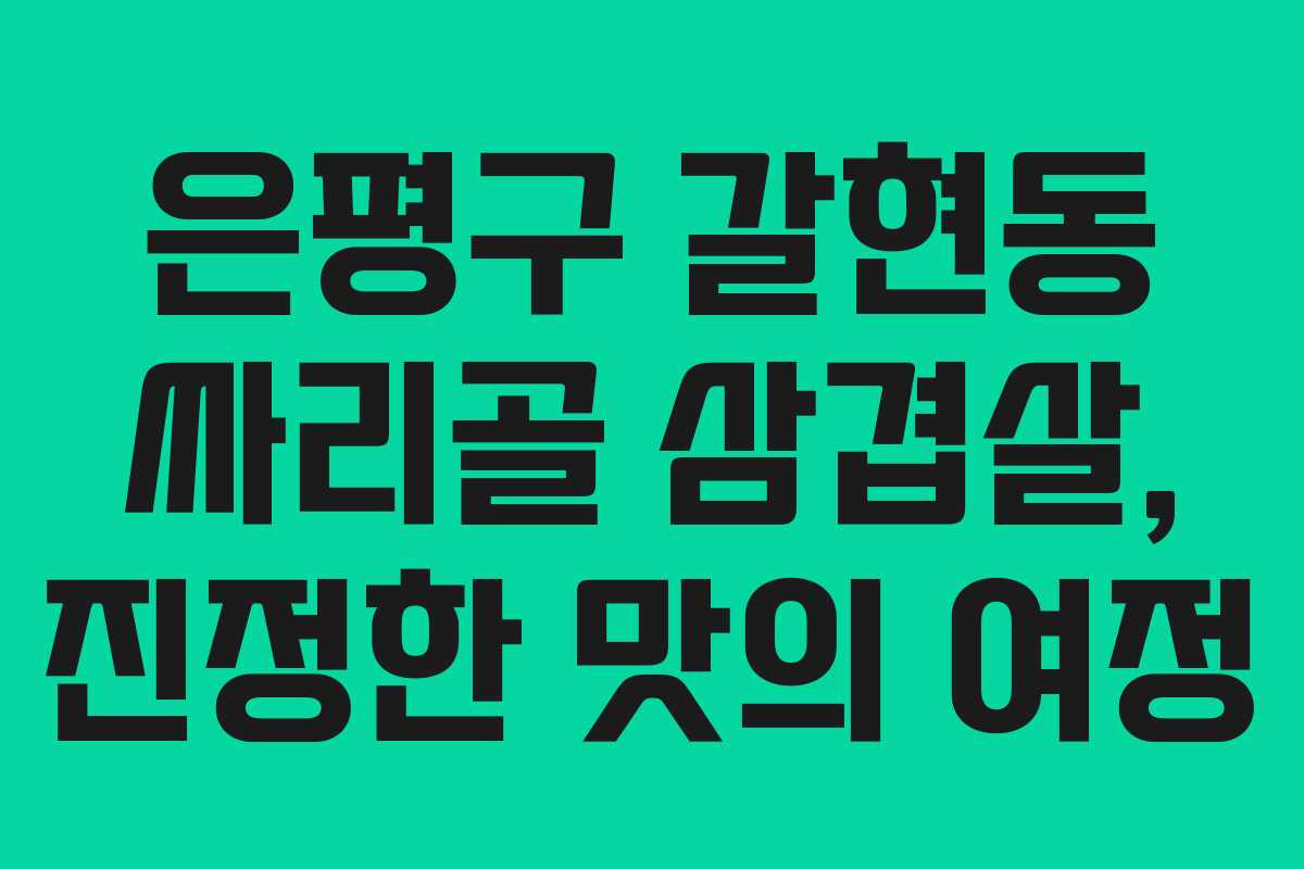 은평구 갈현동 싸리골 삼겹살, 진정한 맛의 여정