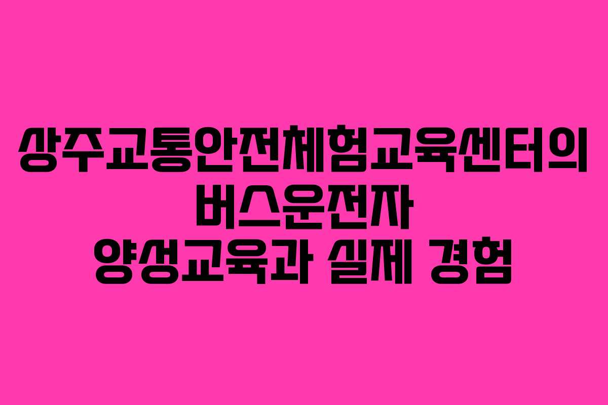 상주교통안전체험교육센터의 버스운전자 양성교육과 실제 경험