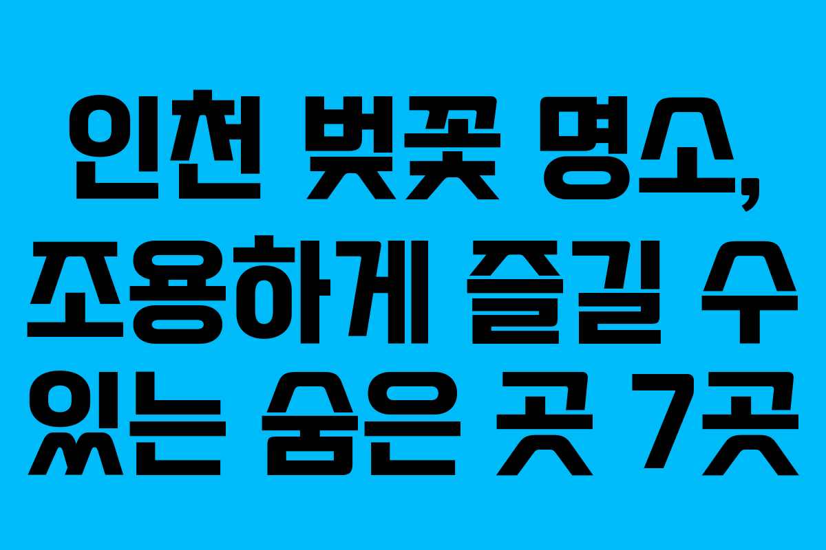 인천 벚꽃 명소, 조용하게 즐길 수 있는 숨은 곳 7곳