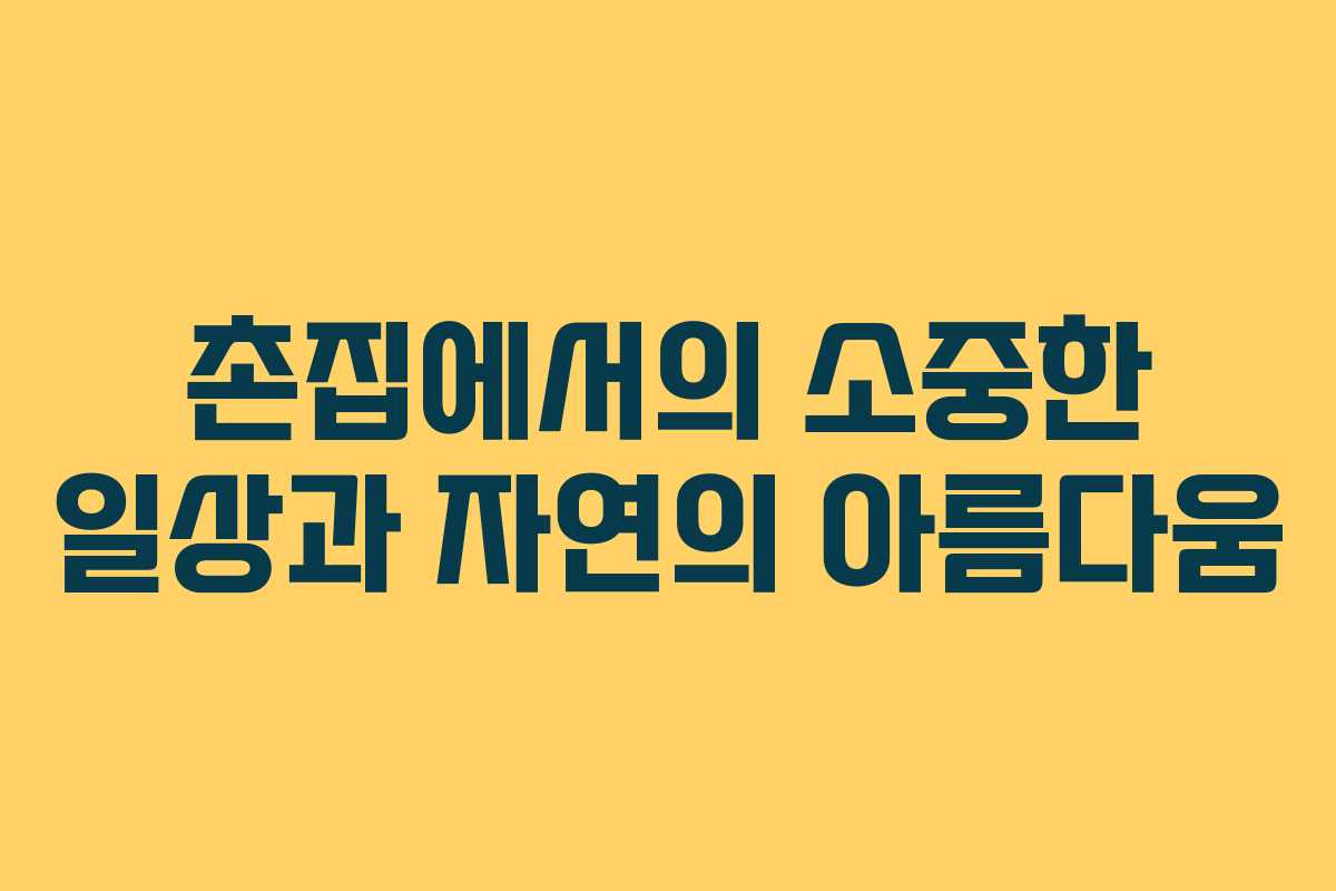 촌집에서의 소중한 일상과 자연의 아름다움