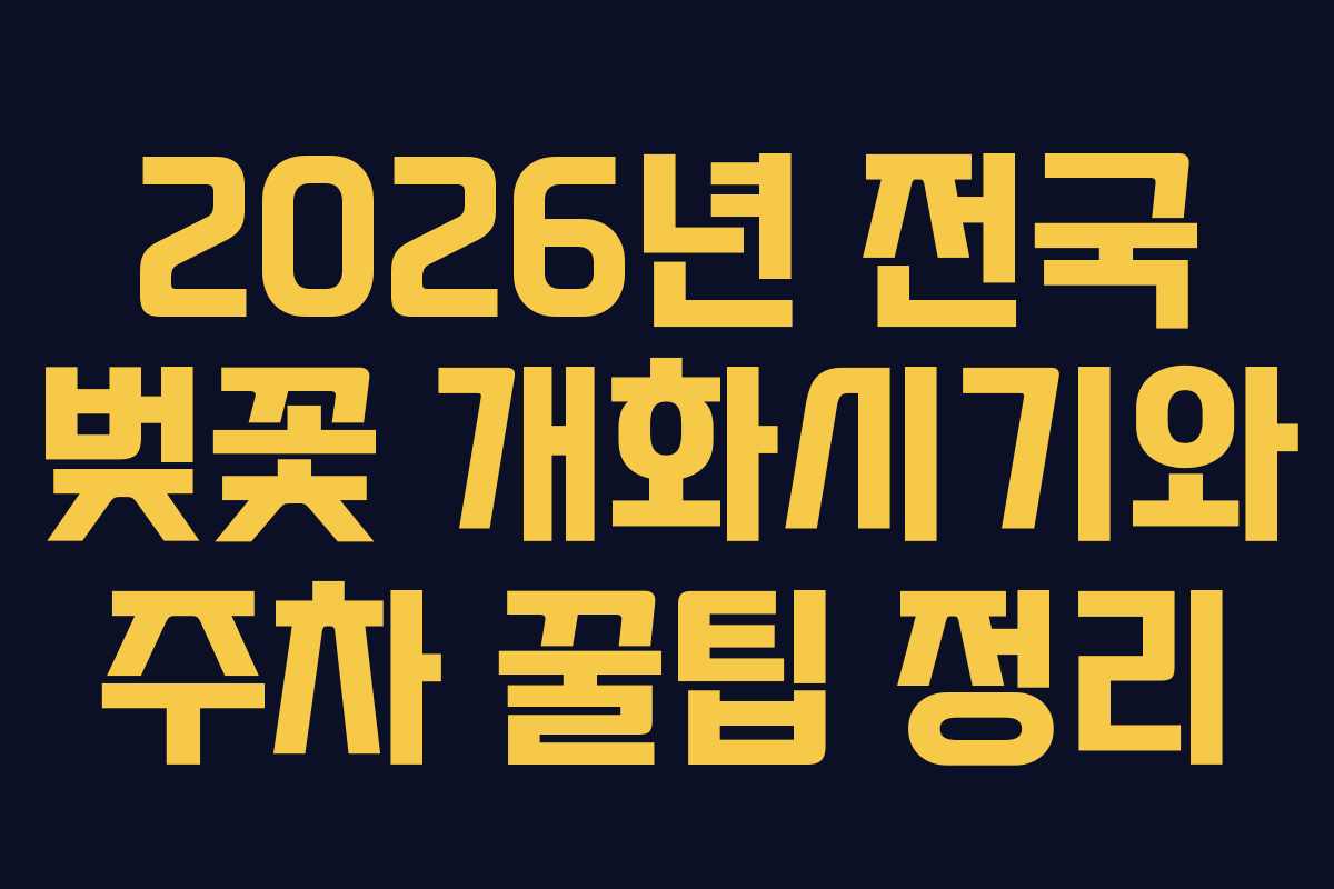 2026년 전국 벚꽃 개화시기와 주차 꿀팁 정리