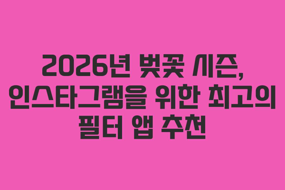 2026년 벚꽃 시즌, 인스타그램을 위한 최고의 필터 앱 추천