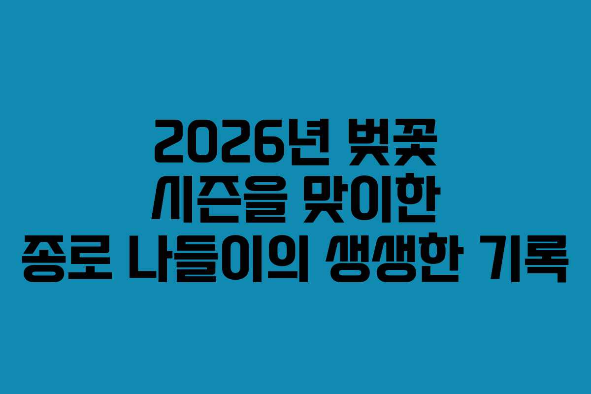 2026년 벚꽃 시즌을 맞이한 종로 나들이의 생생한 기록