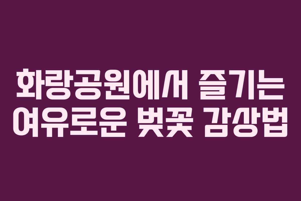 화랑공원에서 즐기는 여유로운 벚꽃 감상법