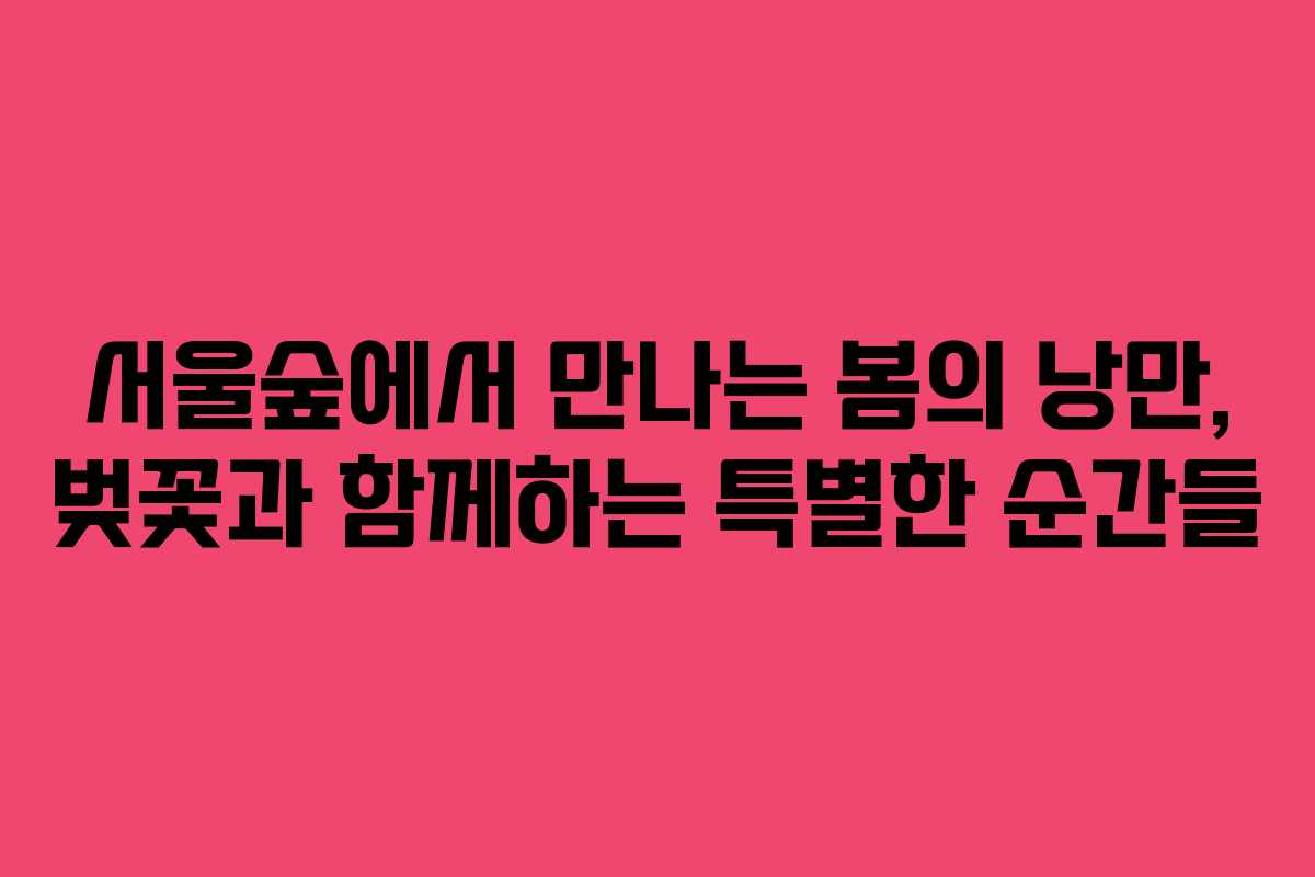 서울숲에서 만나는 봄의 낭만, 벚꽃과 함께하는 특별한 순간들