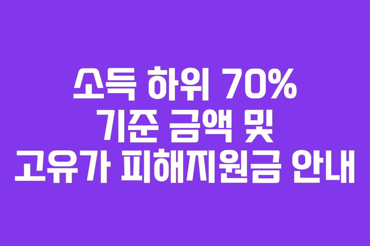소득 하위 70% 기준 금액 및 고유가 피해지원금 안내