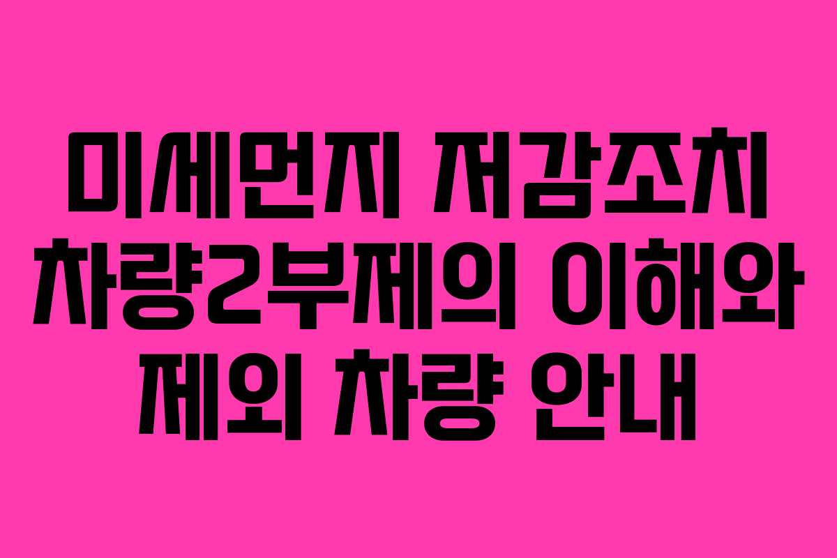 미세먼지 저감조치 차량2부제의 이해와 제외 차량 안내
