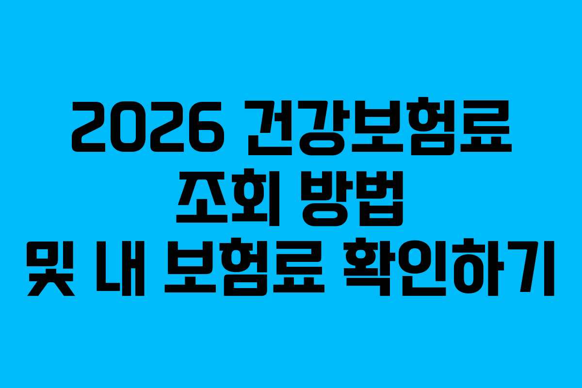 2026 건강보험료 조회 방법 및 내 보험료 확인하기