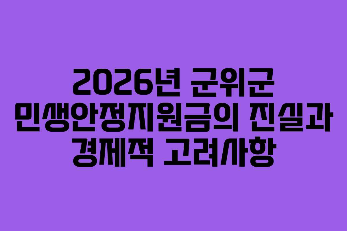 2026년 군위군 민생안정지원금의 진실과 경제적 고려사항