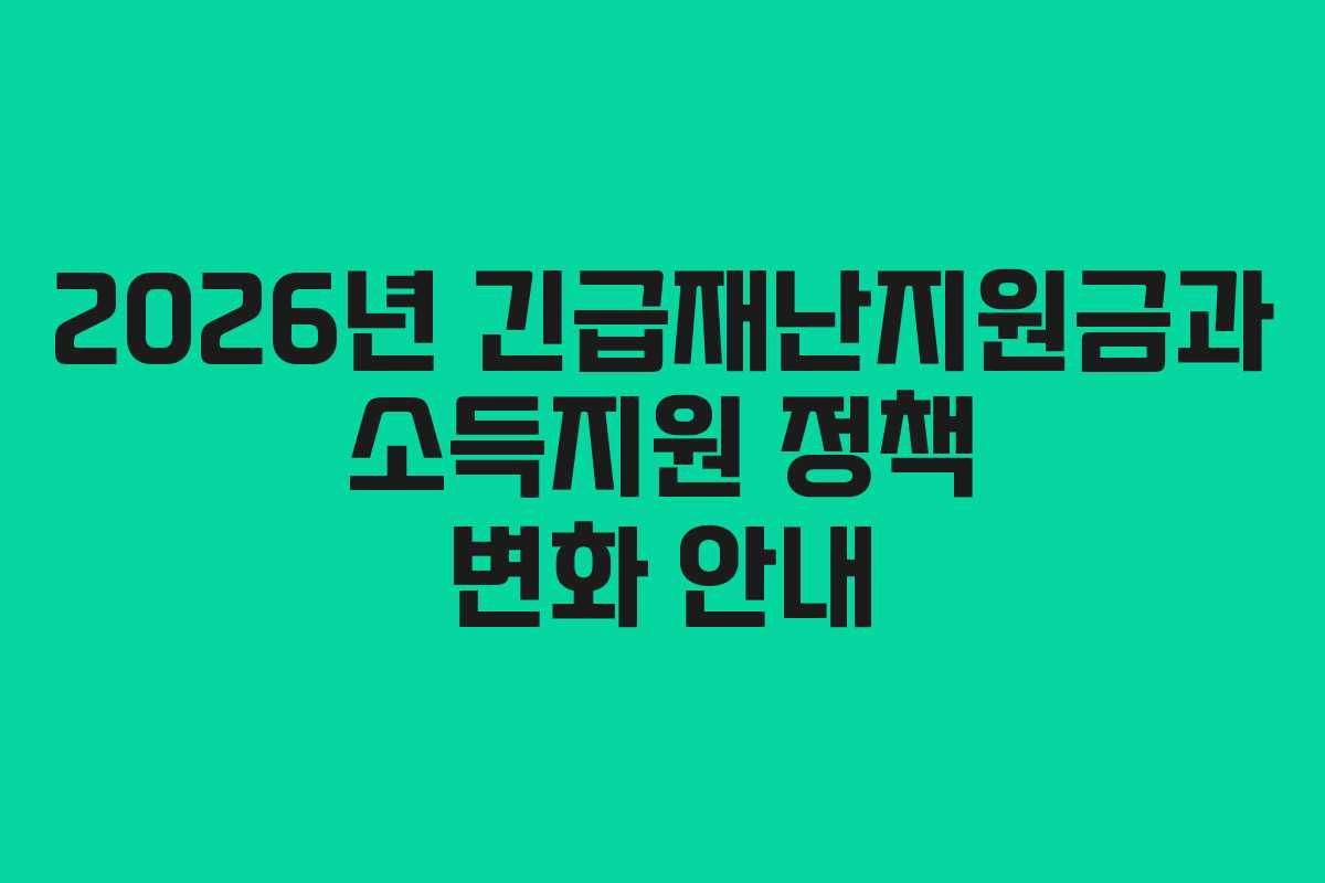 2026년 긴급재난지원금과 소득지원 정책 변화 안내