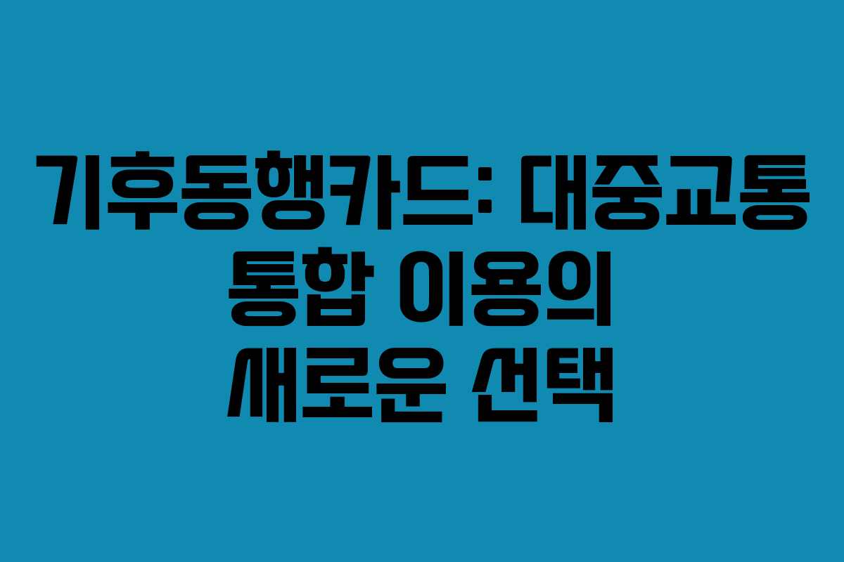 기후동행카드: 대중교통 통합 이용의 새로운 선택