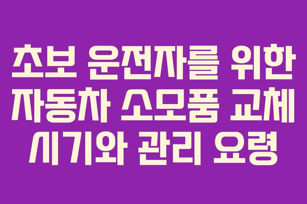 초보 운전자를 위한 자동차 소모품 교체 시기와 관리 요령