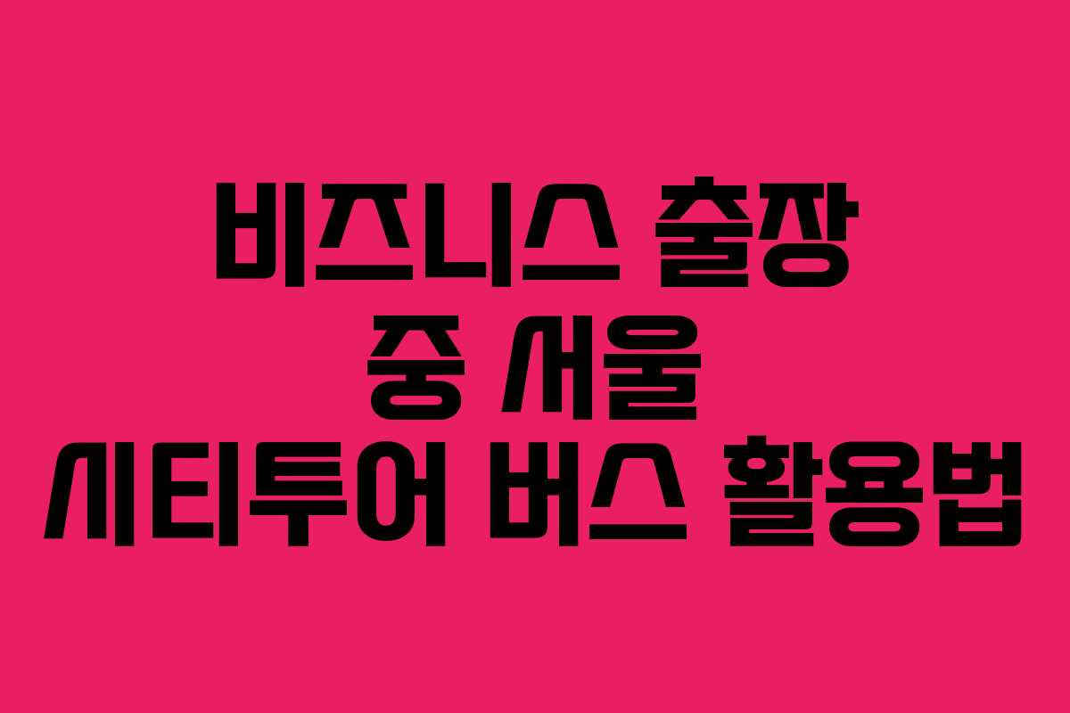 비즈니스 출장 중 서울 시티투어 버스 활용법
