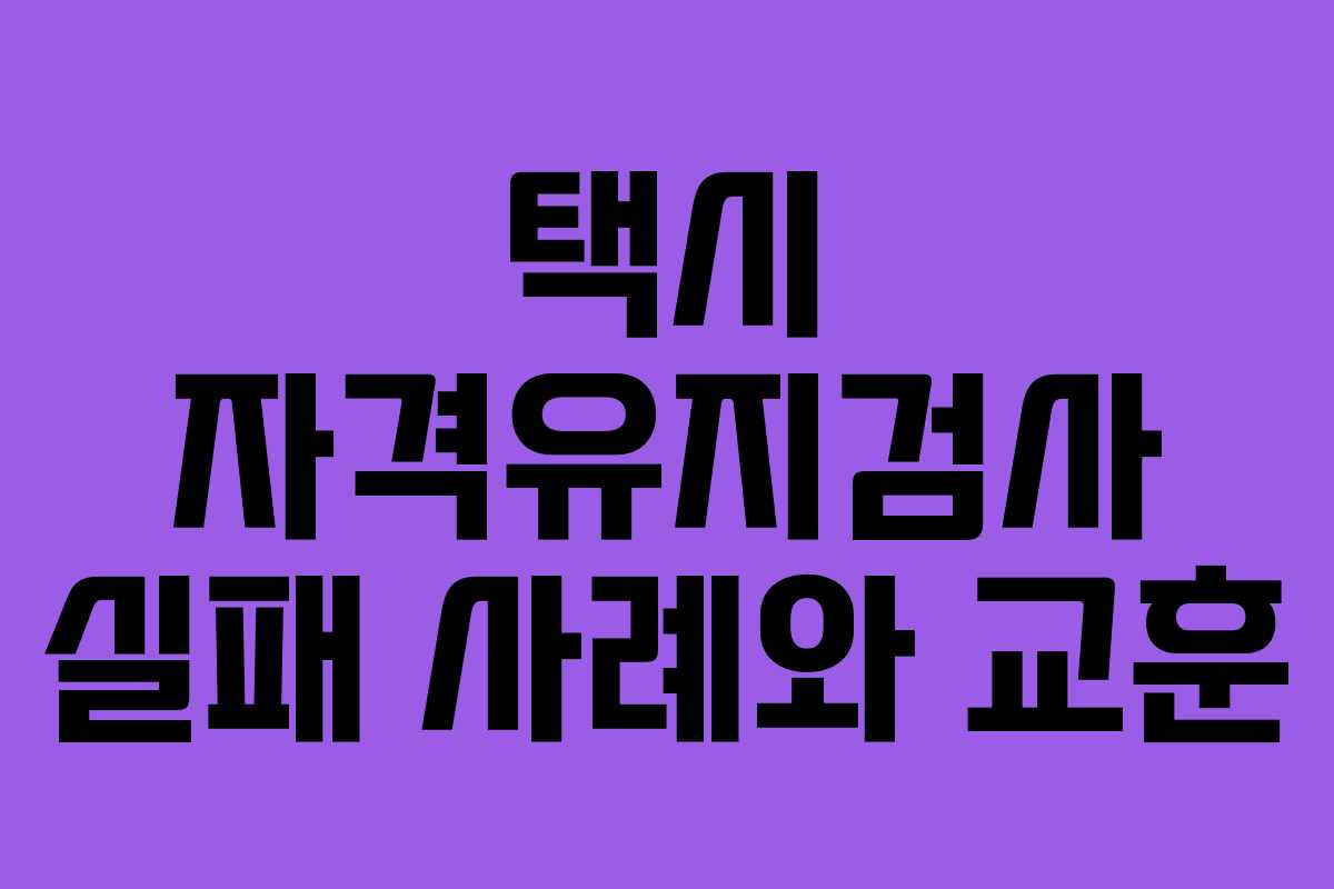 택시 자격유지검사 실패 사례와 교훈
