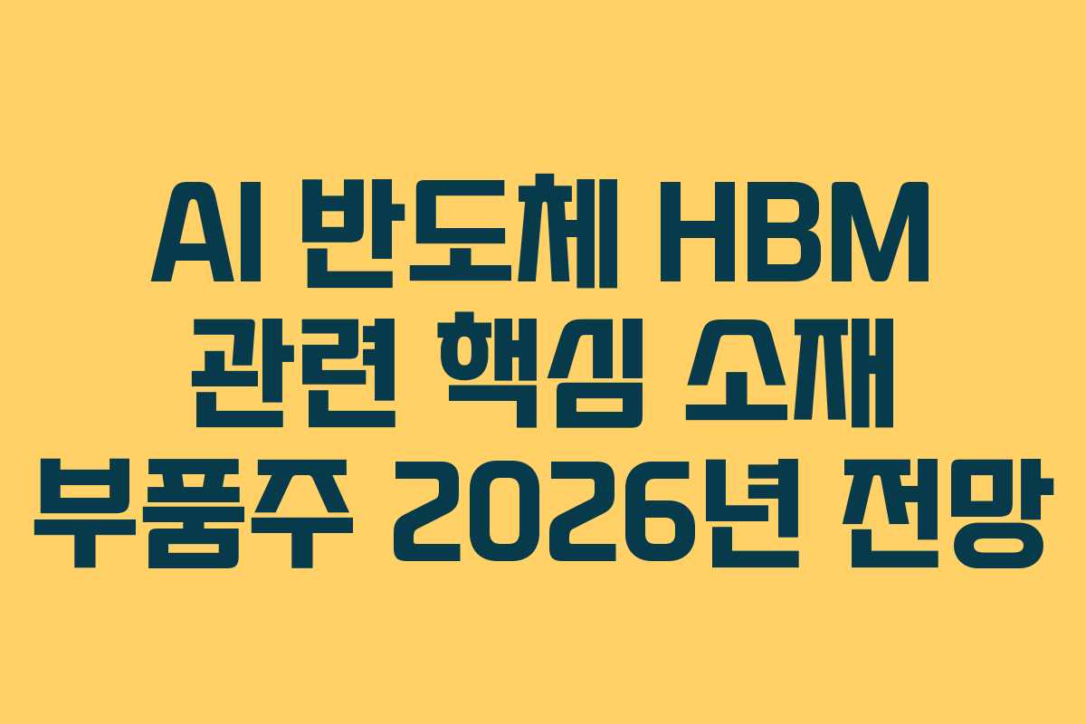 AI 반도체 HBM 관련 핵심 소재 부품주 2026년 전망