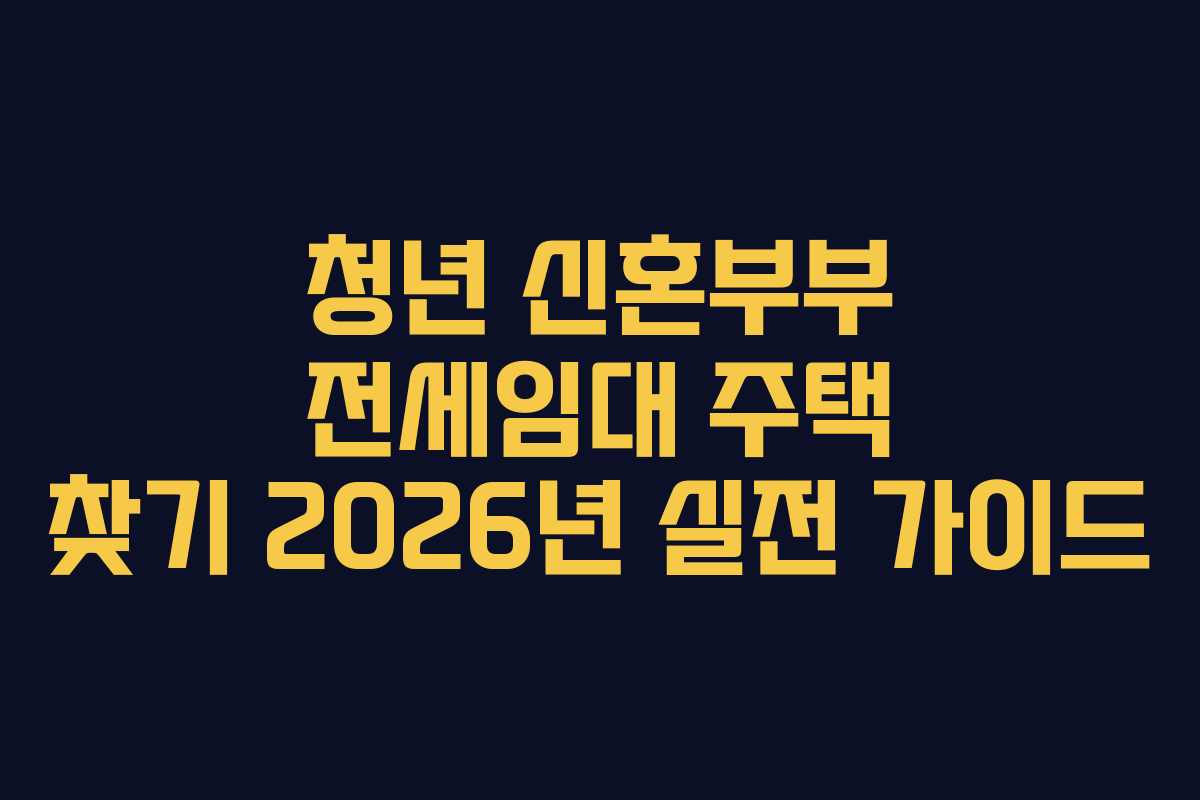 청년 신혼부부 전세임대 주택 찾기 2026년 실전 가이드