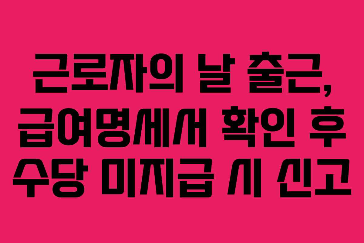 근로자의 날 출근, 급여명세서 확인 후 수당 미지급 시 신고