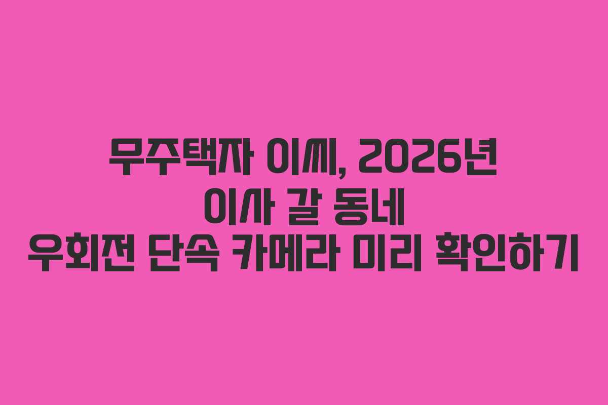 무주택자 이씨, 2026년 이사 갈 동네 우회전 단속 카메라 미리 확인하기