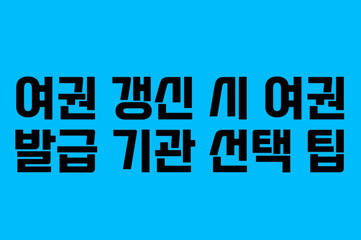 여권 갱신 시 여권 발급 기관 선택 팁