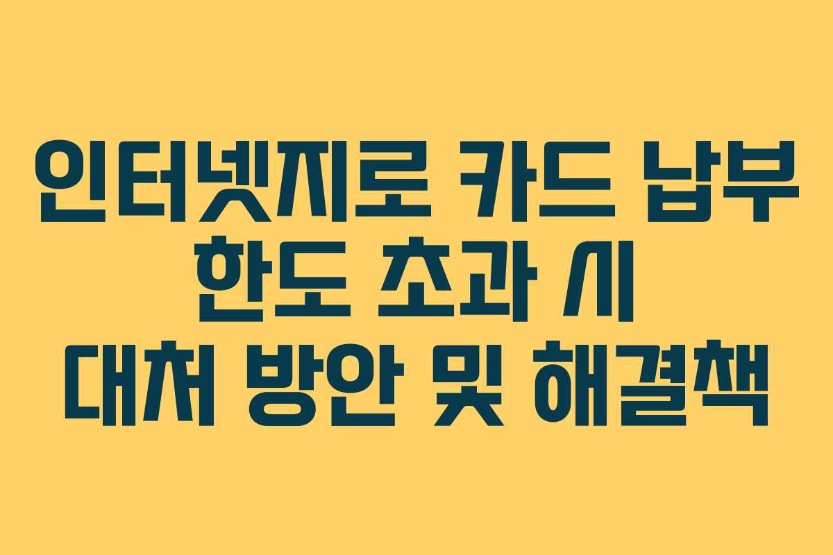 인터넷지로 카드 납부 한도 초과 시 대처 방안 및 해결책