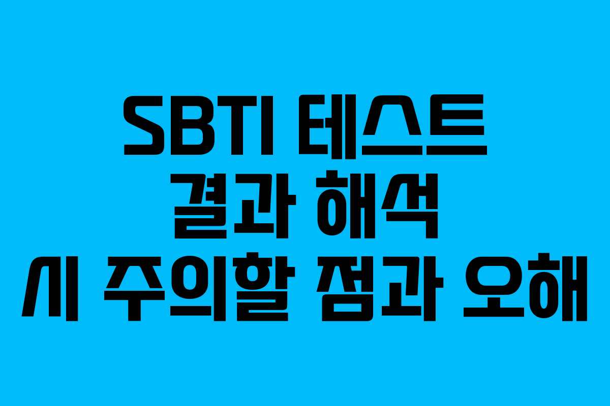 SBTI 테스트 결과 해석 시 주의할 점과 오해