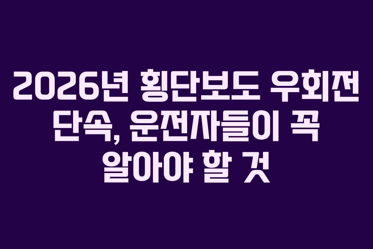 2026년 횡단보도 우회전 단속, 운전자들이 꼭 알아야 할 것