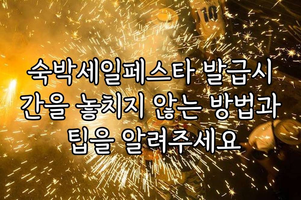 숙박세일페스타 발급시간을 놓치지 않는 방법과 팁을 알려주세요