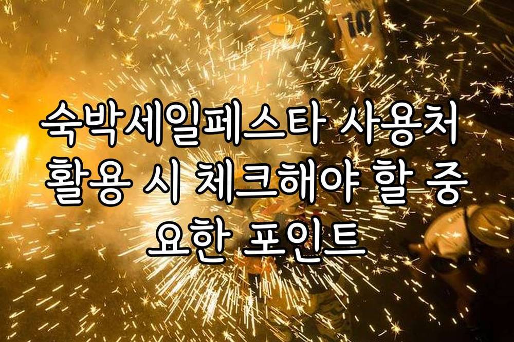 숙박세일페스타 사용처 활용 시 체크해야 할 중요한 포인트