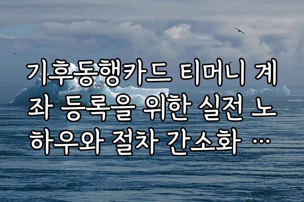 기후동행카드 티머니 계좌 등록을 위한 실전 노하우와 절차 간소화 방법을 알려드립니다