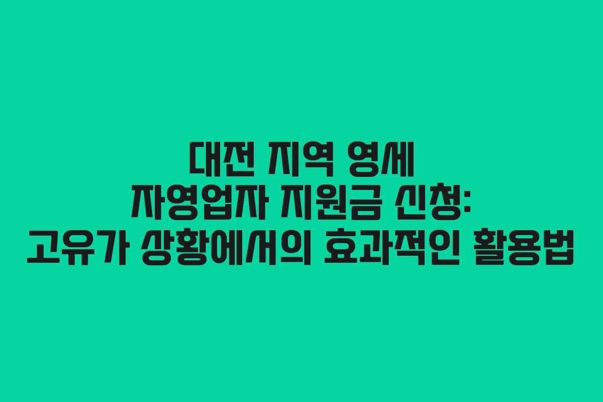 대전-지역-영세-자영업자-지원금-신청-고유가-상황에서의-효과적인-활용법