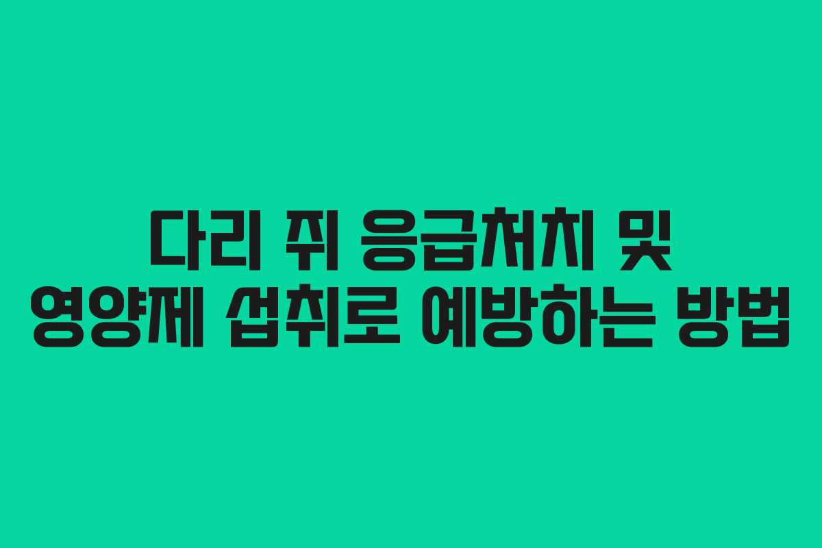 다리-쥐-응급처치-및-영양제-섭취로-예방하는-방법