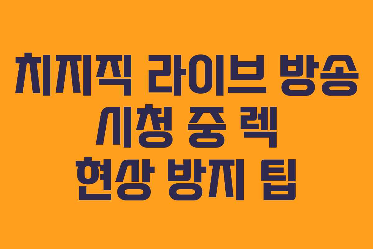 치지직-라이브-방송-시청-중-렉-현상-방지-팁